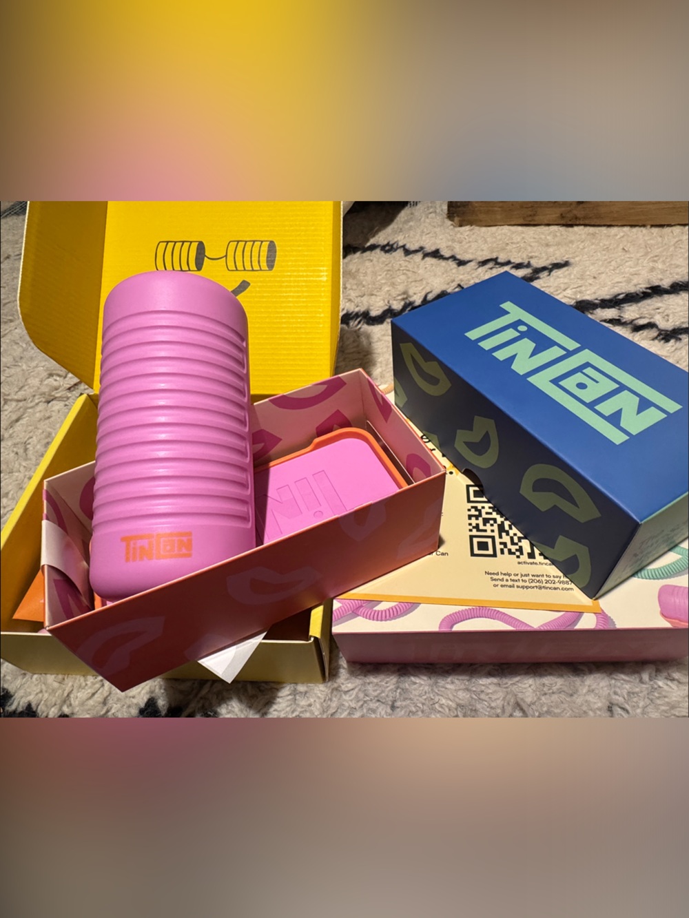 Brand new never used Kids Retro TIN CAN Phone - Pink